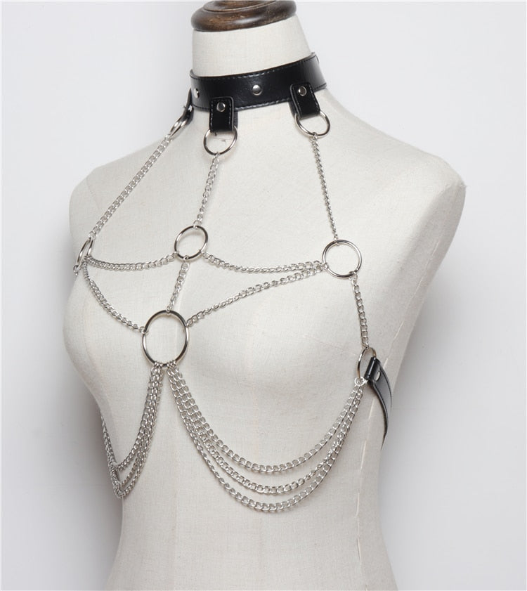 Bondage Waist Harness Bra Cage Chain Belt Straps