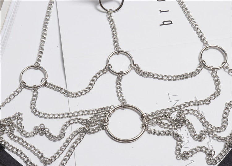 Bondage Waist Harness Bra Cage Chain Belt Straps