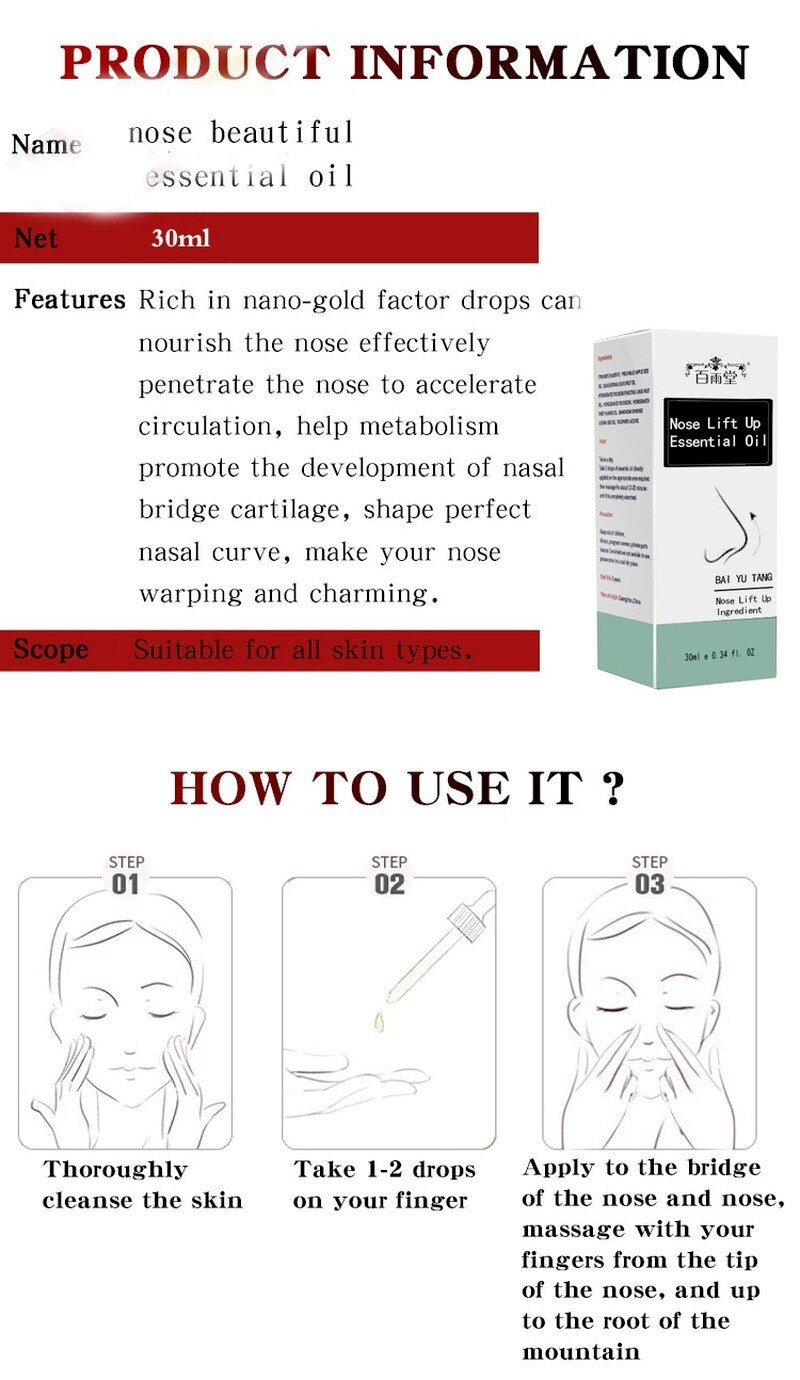 Nose Essential Oil Up Heighten Rhinoplasty Natural Face Care - without any surgery